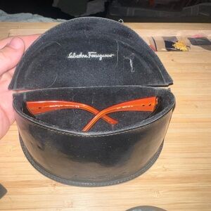 Salvatore Ferragamo Men’s Orange Sunglasses with Black Case